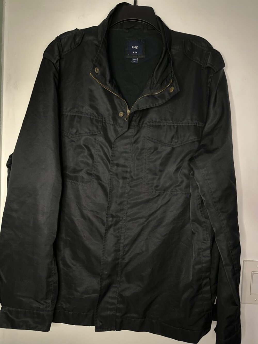 Gap Men’s XXL Black Utility Jacket Military Moto Gorpcore Minimalist Full Zip